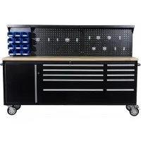 Luxtom | Werkbank met gatenpaneel, 148x52x213 cm, werkbank, werktafel, werkplaatskar, gereedschapswagen, mobiele werktafel