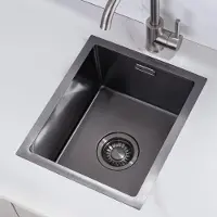 LOMAZOO Spoelbak NOAH 34x40 - Spoelbak Keuken - Spoelbakken Keuken - Wasbak Keuken - Met Kraangat - Gun Metal RVS