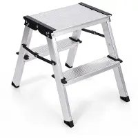 Sekey Vouwbare Aluminium Opstapladder 2 Treden, Tot 150kg Belastbaar, Aluminium Ladder voor Thuis, Keuken & Tuin