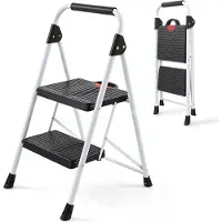 Sekey Vouwbare Trapladder 2 Treden, XXL Antislip Treden, Met Handvat en Klappsbeveiliging, Belastbaar tot 150 kg