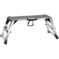 Merkloos Aluminium werkplatform, inklapbare werkbank, 100x30x48,7 cm. Werkplatform met een draagvermogen van 200 kg. Trap met veiligheidssloten. Trap voor thuiswerkplek, werkplaats en garage. Zilverkleurig