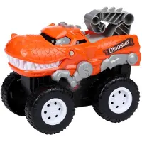 Eddy Toys Dino Auto - Dino Auto met Licht en Geluid - Dinosaurus Auto met Grote Wielen - Werkt op 3x AA Batterijen - Oranje/Zwart/Grijs