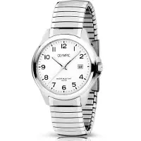 Olympic quartz zilver heren horloge met witte wijzerplaat & roestvrij stalen band