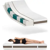 Schlaftroll pocketveringmatras 100 x 200 cm - 21 cm hoog - H2/H3 - 7 zones - omkeerbaar - microvezelhoes met grijze details