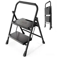 Sekey Vouwbare Trapladder 2 Treden, Antislip XXL Treden, Met Handvat, Multifunctionele Ladder voor Thuis, Keuken & Tuin, Belastbaar tot 150 kg