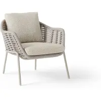 Suns Casto dining/lounge tuinstoel aluminium/koord incl. kussen camel sand/beachy bouclé 2 stuks