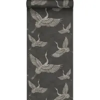 ESTAhome behang kraanvogels donkergrijs - 53 cm x 10.05 m - 139334