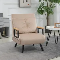 Sweiko Fauteuil - Slaapbank - Verstelbare rugleuning - Met kussens - Khaki