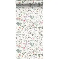 ESTAhome behang veldbloemen lila paars, roze en groen - 53 cm x 10.05 m - 139482