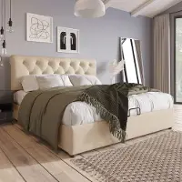 Sweiko Tweepersoonsbed - 160x200 cm - Verstelbaar hoofdeinde - Lattenbodem - Opbergruimte - Zonder matras - Natuurlijk