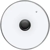 Kadax glazen deksel met siliconen handgreep, hittebestendig deksel voor potten, deksel met stoomgat, universeel deksel in verschillende maten, rond (30 cm, zwart)