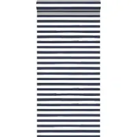 Midbec tapeter behang geschilderde strepen donkerblauw en wit - 53 cm x 10.05 m - 138970