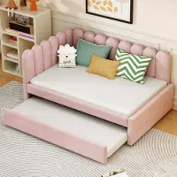 Sweiko Slaapbank - 140 x 200 cm - met Uitschuifbaar bed - Velvet - Roze