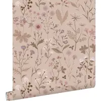ESTAhome behang veldbloemen oudroze en lila paars - 53 cm x 10.05 m - 139841