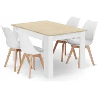 Leobert Eetset - - Mark - Eikenhout/Eikenhout Sonoma/Wit - 120 x 80 cm - 5-delig