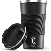 Castagnola Thermosbeker - Koffiebeker To Go - Travel Mug voor Koffie en Thee - Theebeker - 510 ML - RVS - Zwart