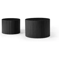 OKWISH Salontafel Set - Ronde Nesttafels - Ruimtebesparend Voor Woonkamer En Balkon - MDF Zwart - 60 En 48 Cm