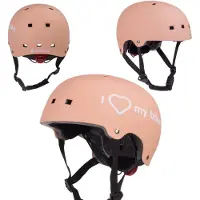 Sun baby Kinderhelm, beschermend, verstelbaar, geschikt voor scooters en skateboards, maat S (50-54 cm), met LED-licht, magnetische sluiting, kleur: abrikoos
