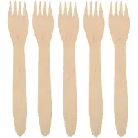 Papstar Houten wegwerp bestek vorken - 150x stuks - 16 cm - Verjaardag/bbq