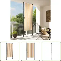 The Living Store Buitengordijn - Tuinrolgordijn - Rolgordijn voor buiten 120x270 cm stof en staal oranje en wit - Zonwering - Privacy Scherm - Terrasdecoratie