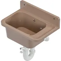 QLS Gootsteen Beige 50x34x20 cm van Kunststof - Inclusief Sifonset - voor Buiten, Tuin en Garage 10667