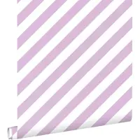 ESTAhome behang strepen lila paars en wit - 53 cm x 10.05 m - 139952