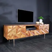 Riess Massives TV-Board ALPINE 160cm Sheesham steenafwerking Metall mat goud - 43448