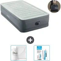Intex Luchtbed - 1-Persoons - 99 x 191 x 46 cm - Grijs - Inclusief pomp - Hoeslaken en Reparatieset