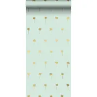 ESTAhome behang palmbomen mintgroen en goud - 53 cm x 10.05 m - 139159