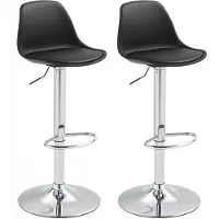 Sweiko Barkruk - Set van 2 - 360° draaibaar - Verstelbare zithoogte - 42 x 38 x 82-104 cm - Zwart