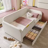 Sweiko Kinderbed - 90x200 cm - Metalen bedframe - 2 laden - Velvet + MDF - Wit