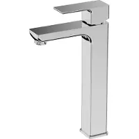 Domino Wastafelkranen AQUILA - Chroom - Verhoogd Badkamerkranen Mengkraan - Keramische Cartouche, ééngreeps, 1-gats - Wastafel Kraan voor extra hygiëne en comfort - Stijlvol Ontwerp