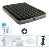 Intex Luchtbed - Twijfelaar - 137 x 191 x 25 cm - Groen - Hoeslaken - Kussen - Pomp - Reparatieset en Kussenbeschermer