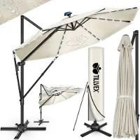 Tillvex Premium aluminium parasol, 330 cm, met afdekking en windbescherming, zweefparasol, 6-voudig verstelbaar, met zwengel, tuinparasol, 360 graden draaibaar, kantelbaar, UV50+ waterdicht, Groß