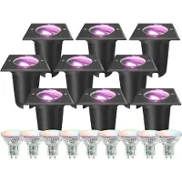 LEDVION Set van 9 LED Grondspot Buiten IP67 4.9W 230V 345Lm GU10 RGB