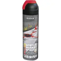 BIODUR Acryl Markeerspray - Rood - 500 ML - Fluorescerend - 360 graden Ventiel - Weer/UV-bestendig - Sneldrogend - Hoge zichtbaarheid