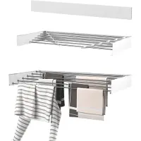 Wasophoogte Wanddroogrek - Wasrek inklapbaar - Wasrek Hangend - Droogrek inklapbaar - 100cm - 6m drooglengte - inclusief boormal - 2 STUKS