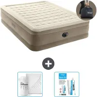 Intex Luchtbed - 2-Persoons - 152 x 203 x 46 cm - Beige - Inclusief pomp - Hoeslaken en Reparatieset