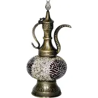 Halay Handgemaakte lamp - mozaïek tafellamp bruin 13 cm - 1 stuk - Turkse Ibrik met warme sfeer