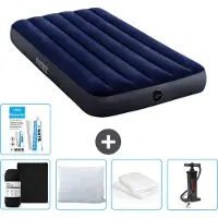 Intex Luchtbed - 1-Persoons - 99 x 191 x 25 cm - Blauw - Inclusief Hoeslaken - Kussen - Pomp - Reparatieset en Kussenbeschermer