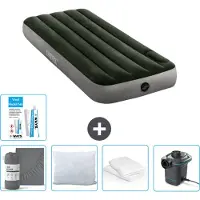 Intex Luchtbed - 1-Persoons - 76 x 191 x 25 cm - Groen - Inclusief Hoeslaken - Kussen - Pomp - Reparatieset en Kussenbeschermer
