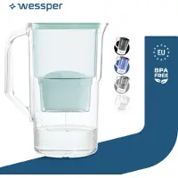 Wessper Waterfilterkan 2,5L - Karaf is ook geschikt voor Brita MAXTRA waterfilter patronen - incl. 1 filterpatroon - Waterkan - Kleur Mint