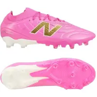 New Balance Tekela V5 Team Low Gras Voetbalschoenen (FG) Felroze Wit Goud