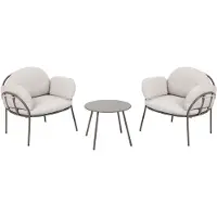 Axi Ziva loungeset met tafel & 2 stoelen | Inclusief Beige Kussens | 3-delige Lounge Set voor Balkon / Tuin van Olefin & Staal | Tuinmeubel / Loungemeubel / Balkonset voor 2 personen
