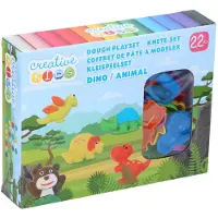Creative Kids Klei Speelset Dino Animal 22 Delig - Dough Playset met Boetseerklei en Vormpjes - Kleiset Kinderen met Dino Figuren - Klei Speelgoed met Accessoires