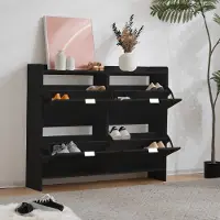 Sweiko Schoenenkast - 4 compartimenten - Open planken - 110 x 90 x 24 cm - Zwart