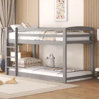 Sweiko Stapelbed voor Kinderen en Tieners, Kinderbed, massief dennenframe, makkelijk te monteren, 90x200cm, Grijs