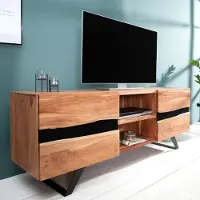 Invicta Massief tv-meubel AMAZONAS 160cm acacia metalen lowboard boomrand - 38332