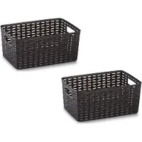 PlasticForte Opbergmand - 5x - Kastmand - rotan kunststof - donkerbruin - 10 Liter - 22 x 33 x 16 cm