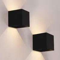 LEDVION - 2x USB Oplaadbare Wandlamp met Sensor – 4400 mAh – Zwart – Draadloos – IP44 – Binnen & Buiten – Warm Wit Licht